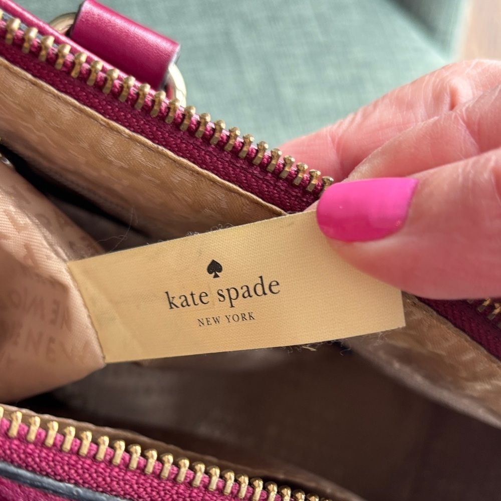 Kate Spade leather handle bag Fuchsia Pink Satchel crossbody purse EUC feminine - Picture 13 of 16